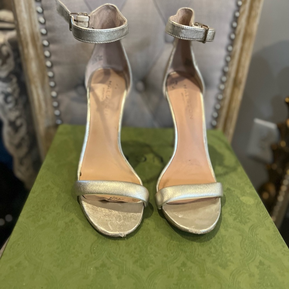 Halston Heritage Metallic Ankle Strap Heels - Picture 1 of 3